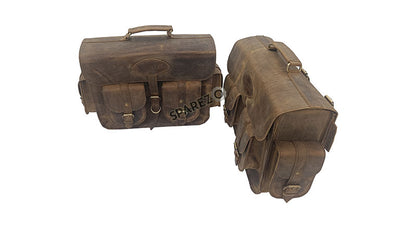 For Royal Enfield Super Meteor 650 Rusty Brown Pannier Bags Pair With Mountings