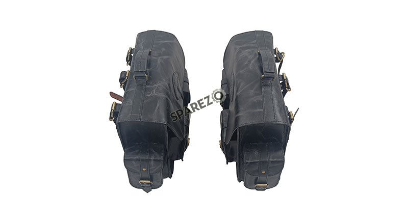 For Royal Enfield Super Meteor 650 Black Pannier Bags Pair With Mountings