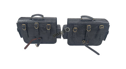 For Royal Enfield Super Meteor 650 Black Pannier Bags Pair With Mountings