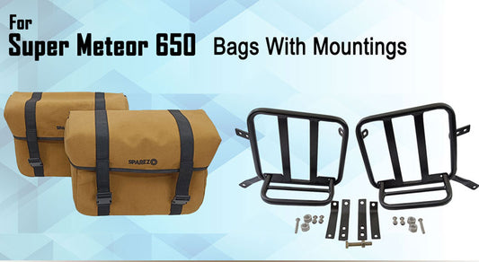 For Royal Enfield Super Meteor 650 Canvas Pannier bags with Mounting Pair