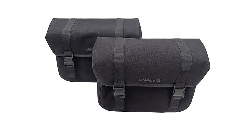 For Royal Enfield Super Meteor 650 Black Canvas Pannier bags with Mounting