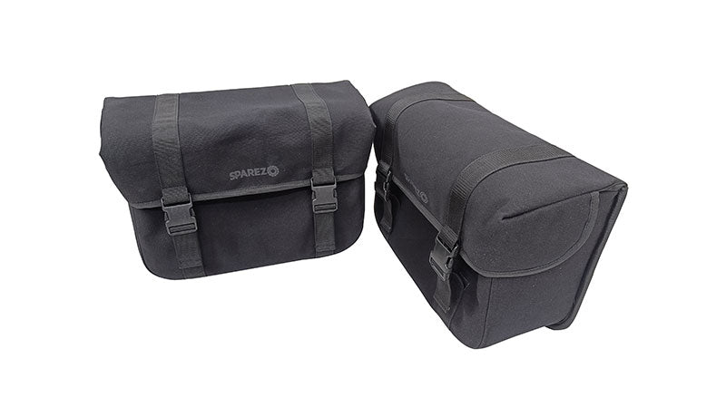 For Royal Enfield Super Meteor 650 Black Canvas Pannier bags with Mounting