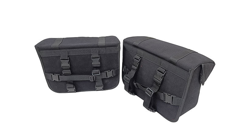 For Royal Enfield Super Meteor 650 Black Canvas Pannier bags with Mounting