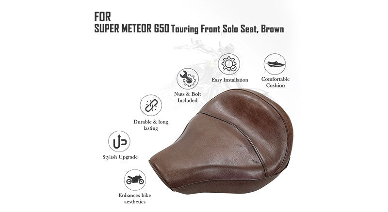 For Royal Enfield Super Meteor 650 Brown Customized Touring Front Solo Seat