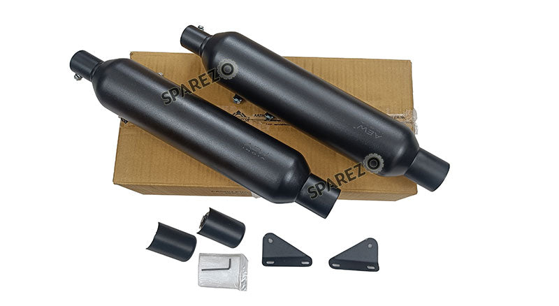 Royal Enfield Shotgun 650 AEW TE 203 Black Exhaust Silencer Pair