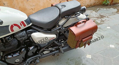 Fit For Royal Enfield Shotgun 650 Canvas and Leather Pannier Bags With Mounting