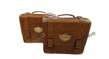 Fit For Royal Enfield Shotgun 650 Tan Brown Leather Pannier Bags with Mounting