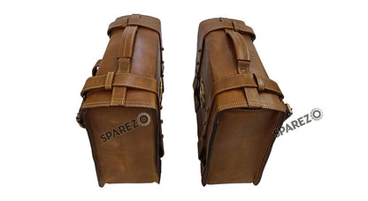 Fit For Royal Enfield Shotgun 650 Tan Brown Leather Pannier Bags with Mounting