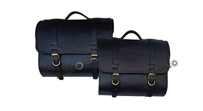 Fit For Royal Enfield Shotgun 650 Black Leather Pannier Bags with Mounting Pair