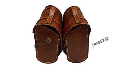 Fit For Royal Enfield Shotgun 650 Brown Tan Leather Pannier Bags with Mounting