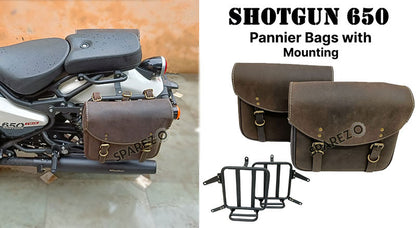 Fit For Royal Enfield Shotgun 650 Rusty Brown Leather Pannier Bags with Mounting