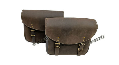 Fit For Royal Enfield Shotgun 650 Rusty Brown Leather Pannier Bags with Mounting
