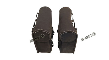 Fit For Royal Enfield Shotgun 650 Rusty Brown Leather Pannier Bags with Mounting