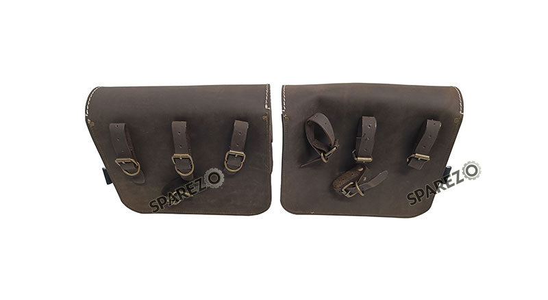 Fit For Royal Enfield Shotgun 650 Rusty Brown Leather Pannier Bags with Mounting