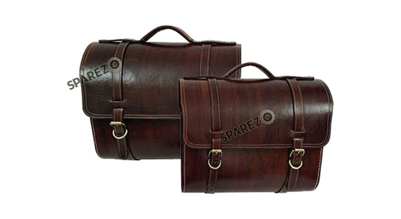 Fit For Royal Enfield Shotgun 650 Antique Brown Leather Pannier Bags with Mounting