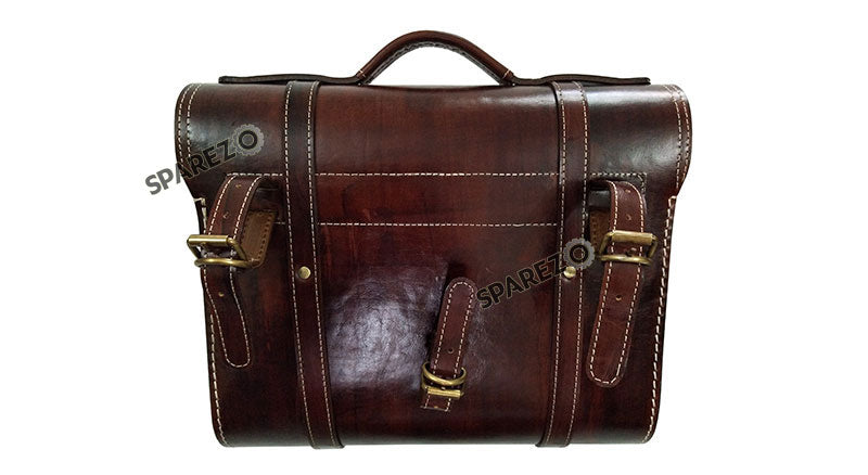 Fit For Royal Enfield Shotgun 650 Antique Brown Leather Pannier Bags with Mounting