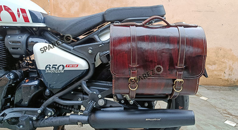 Fit For Royal Enfield Shotgun 650 Antique Brown Leather Pannier Bags with Mounting