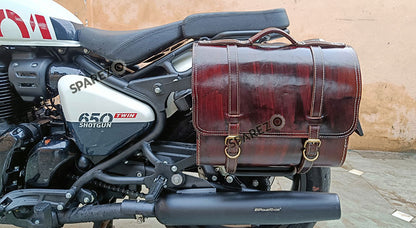 Fit For Royal Enfield Shotgun 650 Antique Brown Leather Pannier Bags with Mounting