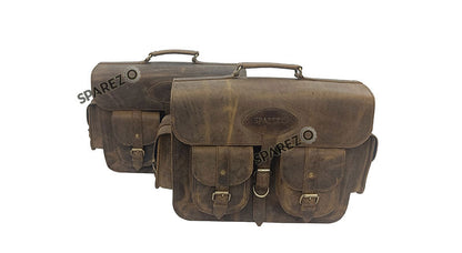 Fit For Royal Enfield Shotgun 650 Rusty Brown Leather Pannier Bags and Mounting