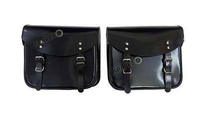 Fit For Royal Enfield Shotgun 650 Glossy Black Leather Pannier Bags with Mounting