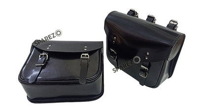 Fit For Royal Enfield Shotgun 650 Glossy Black Leather Pannier Bags with Mounting