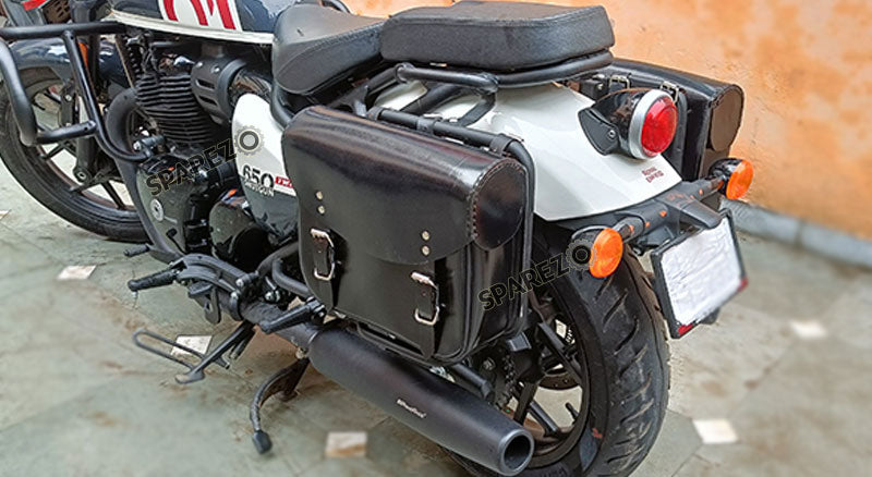 Fit For Royal Enfield Shotgun 650 Glossy Black Leather Pannier Bags with Mounting