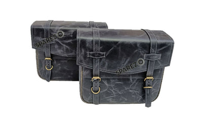 Fit For Royal Enfield Shotgun 650 Black Color Leather Pannier Bags with Mounting