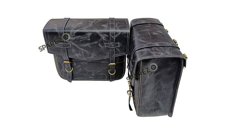 Fit For Royal Enfield Shotgun 650 Black Color Leather Pannier Bags with Mounting