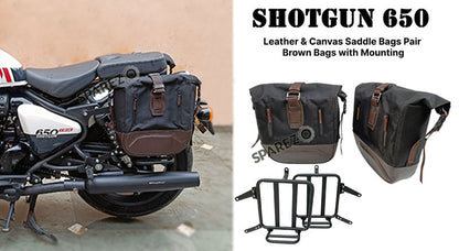Fit For Royal Enfield Shotgun 650 Black and Brown Saddle Pannier Bags with Mounting