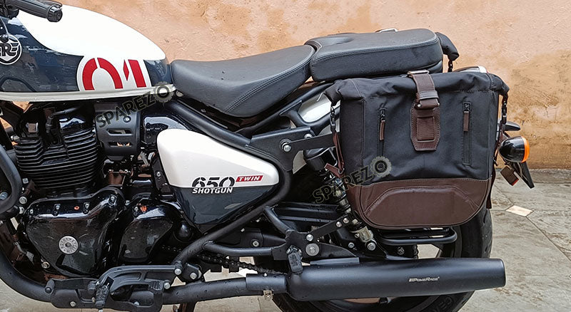 Fit For Royal Enfield Shotgun 650 Black and Brown Saddle Pannier Bags with Mounting