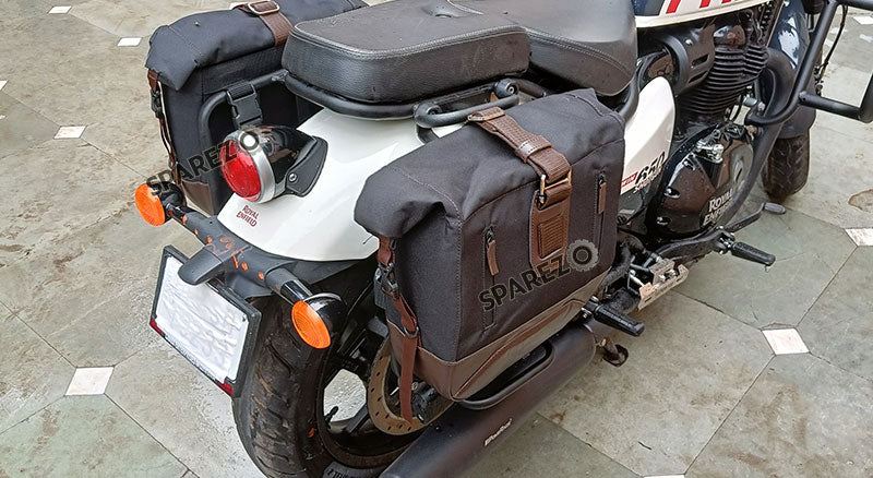 Fit For Royal Enfield Shotgun 650 Black and Brown Saddle Pannier Bags with Mounting