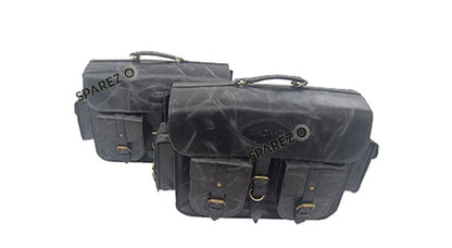 Fit For Royal Enfield Shotgun 650 Black Leather Saddle Pannier Bags with Mounting