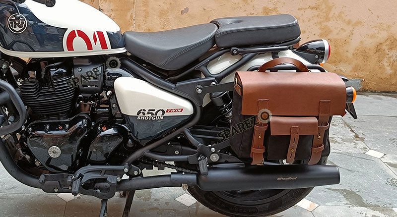 Fit For Royal Enfield Shotgun 650 Black Canvas Pannier Saddle Bags with Mounting