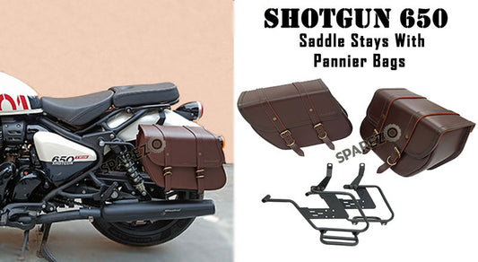 Fit For Royal Enfield Shotgun 650 Saddle Stay With Pannier Bags Pair Brown Color