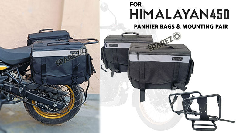 Fit For Royal Enfield New Himalayan 450 Canvas Pannier Black Bags with Mounting