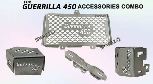 Fit For Royal Enfield Guerrilla 450 4 Pcs Accessories Combo Pack Silver