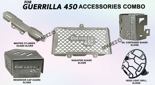 Fit For Royal Enfield Guerrilla 450 5 Pcs Accessories Combo Pack Silver
