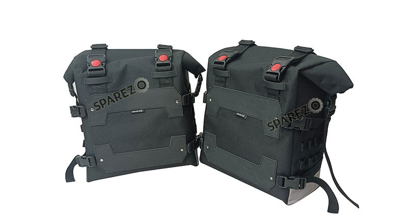 Fit For Royal Enfield Guerrilla 450 Black Canvas Pannier Bags With Mounting