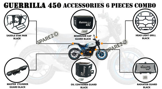 Fit For Royal Enfield Guerrilla 450 6 Pcs Accessories Combo Pack Black