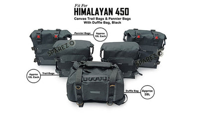 Fit For Royal Enfield Himalayan 450 Canvas Trail Pannier Bags And Duffle Bag Black