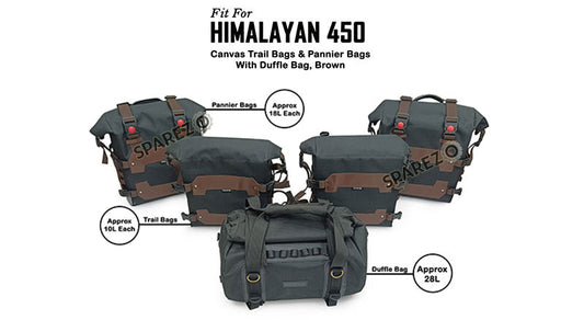 For Royal Enfield Himalayan 450 Canvas Trail Pannier Bags And Duffle Bag Brown