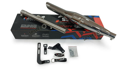 Fit For Royal Enfield Reborn and Meteor 350 Silver Stallion Exhaust Silencer Polished