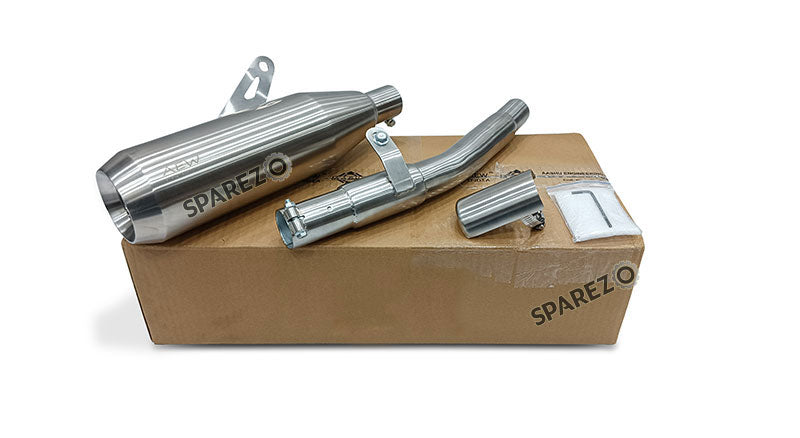 Fit For Royal Enfield Bear 650 AEW Exhaust Silencer Silver With Mid Pipe and Cat