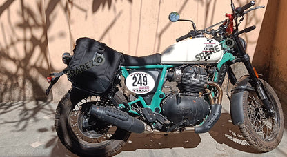 Fit For Royal Enfield Bear 650 Canvas and Leather Pannier Bags With Saddle Stays