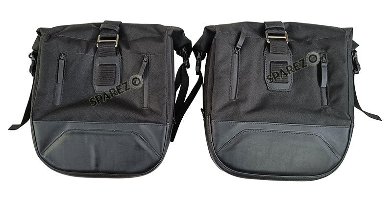 Fit For Royal Enfield Bear 650 Canvas and Leather Pannier Bags With Saddle Stays