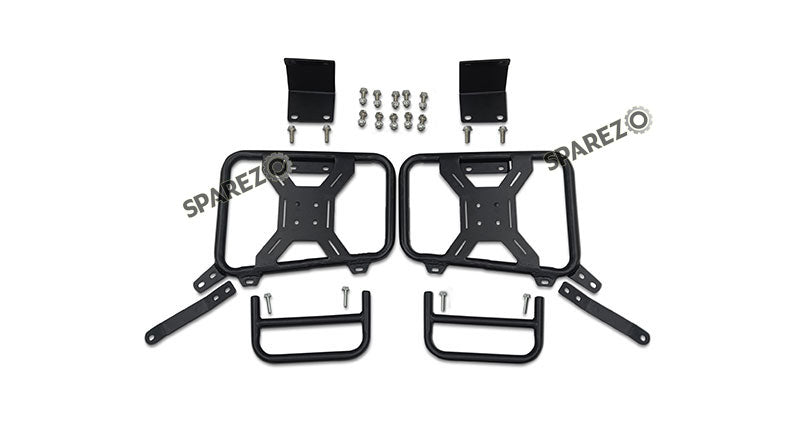 For Royal Enfield Bear 650 Canvas and Leather Pannier Bags With Saddle Stays Black