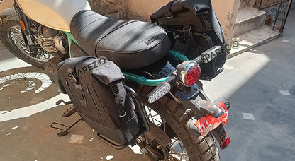 Fit For Royal Enfield Bear 650 Canvas and Leather Pannier Bags With Saddle Stays