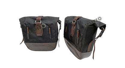 For Royal Enfield Bear 650 Canvas and Leather Pannier Bags With Saddle Stays