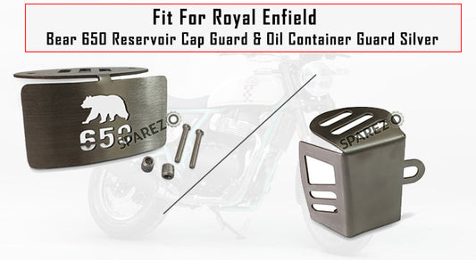Fit For Royal Enfield Bear 650 Reservoir Cap Guard and Oil Container Guard Silver