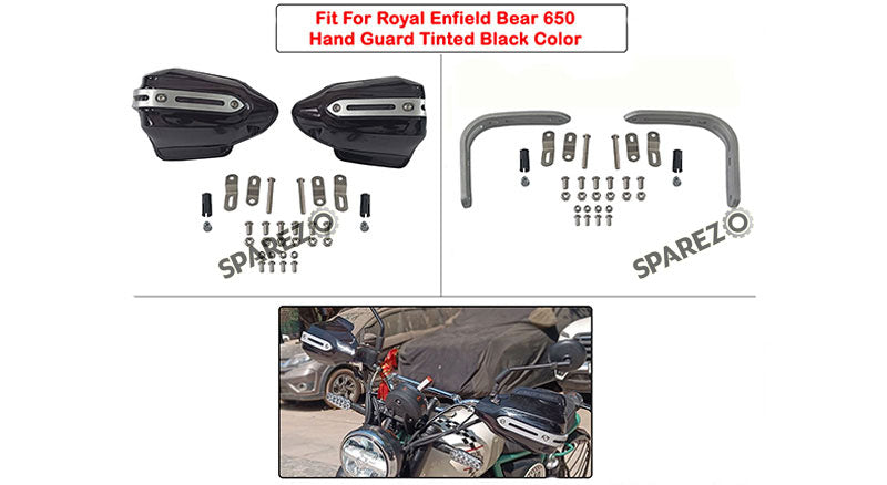Fit For Royal Enfield Bear 650 Tinted Black Color Hand Guard Kit